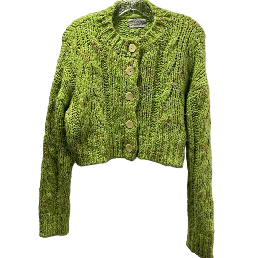 Urban Outfitters Cropped Green Knit Cardigan M